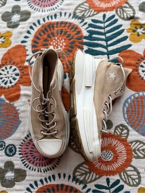 Converse Beige Platform High Top Sneakers